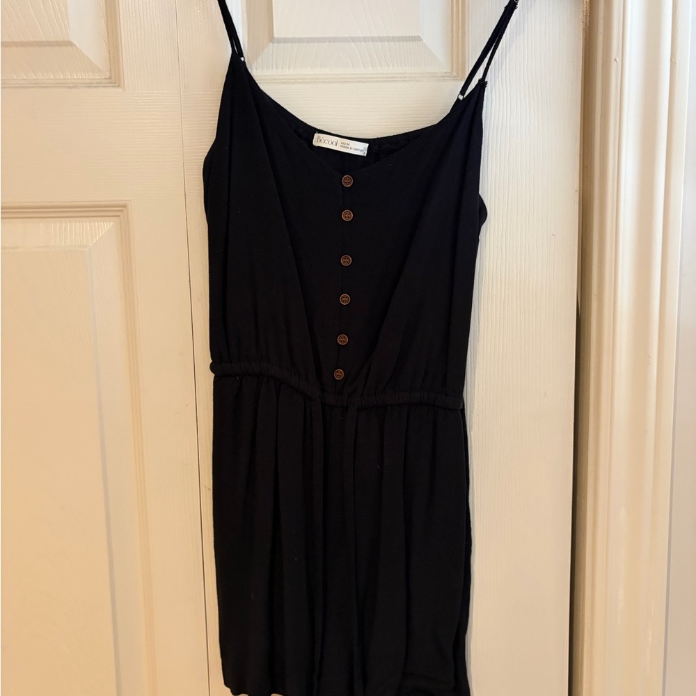 Black Button-Down romper
